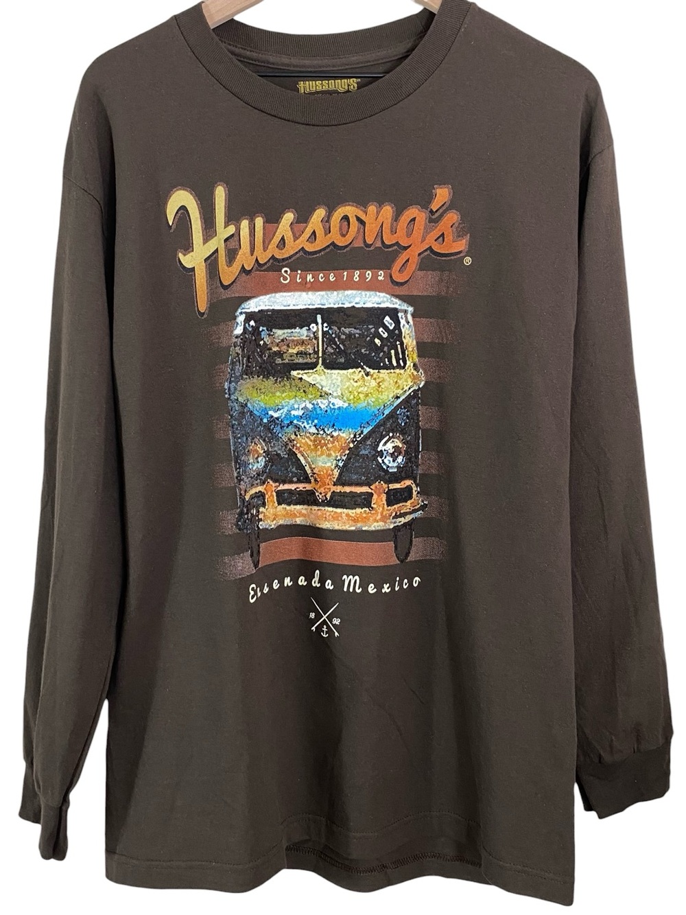 Hussong's Mens Since 1892 Graphic T-Shirt Size Large Ensenada Mexico Long Sleeve